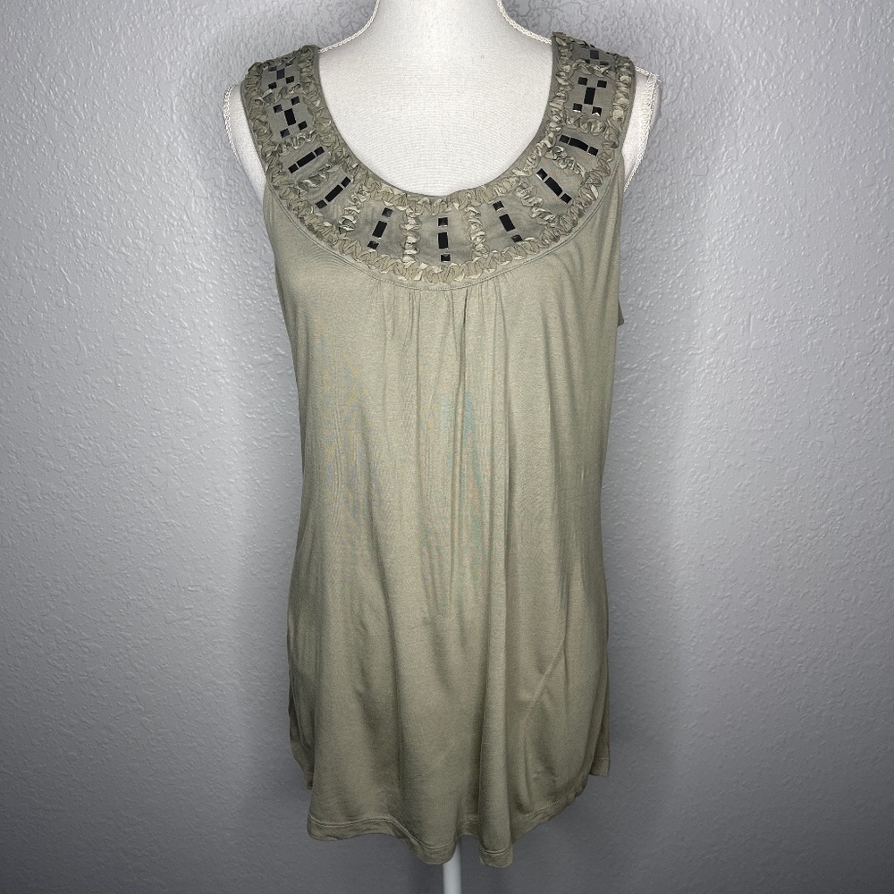 women's Kische mint green Tank‎ top Large with collar details